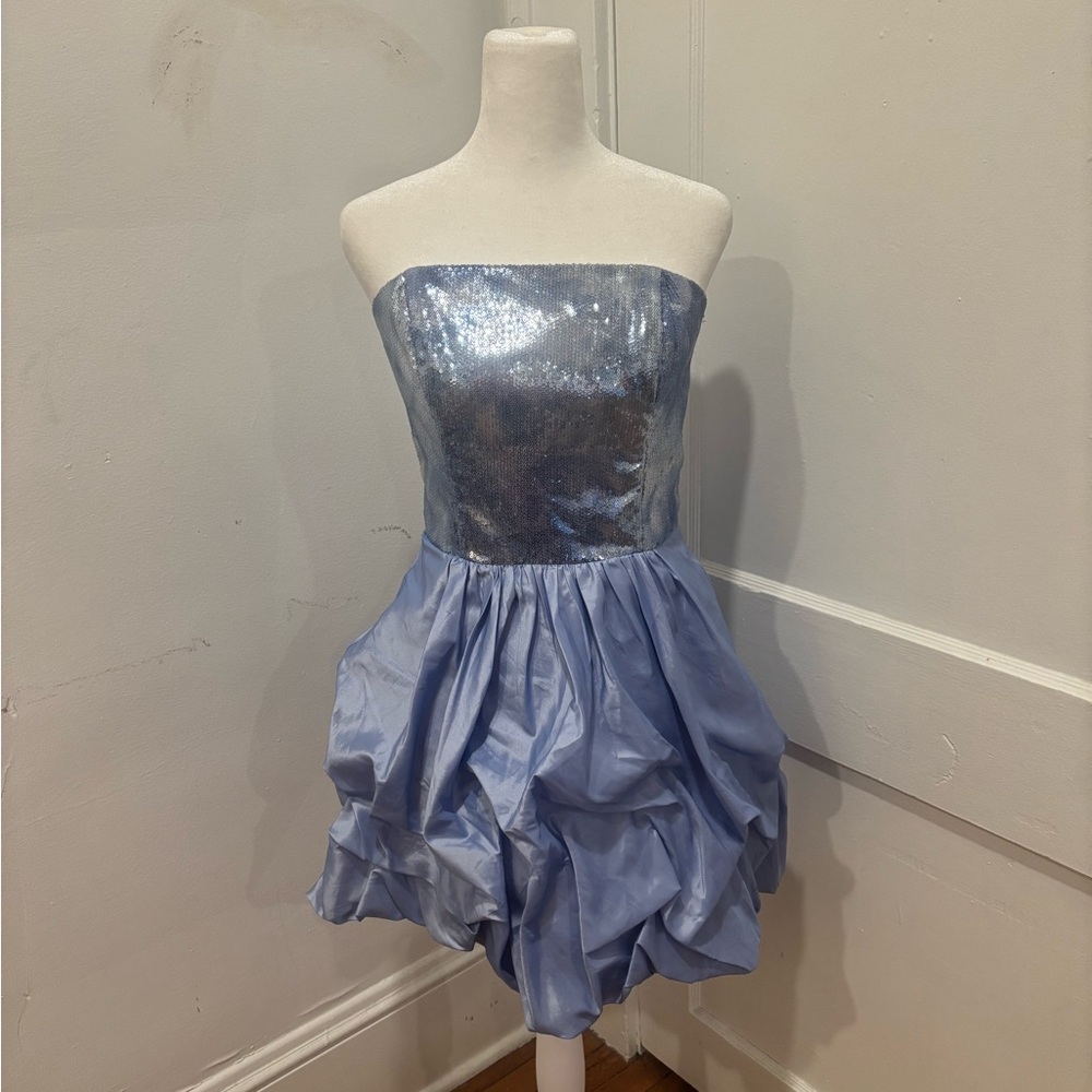 VTG 90s Gunne Sax Ice Blue Party Dress